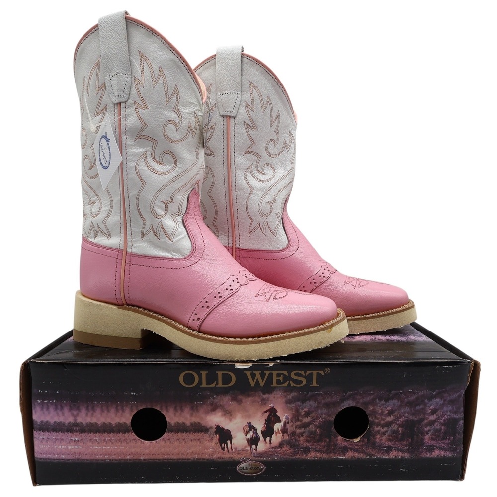 Old West 1701 Western Cowboy Boots Kids 1.5 Pink Leather NWT